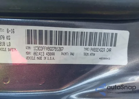 2016 Dodge Dart Sxt Sport Rallye из США, поврежденный, VIN 1C3CDFFA9GD791267